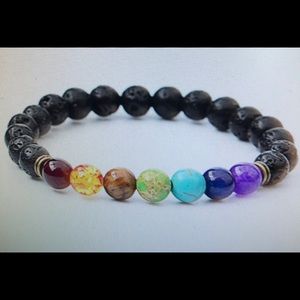Lava stone 7 chakra bead diffuser bracelet healing